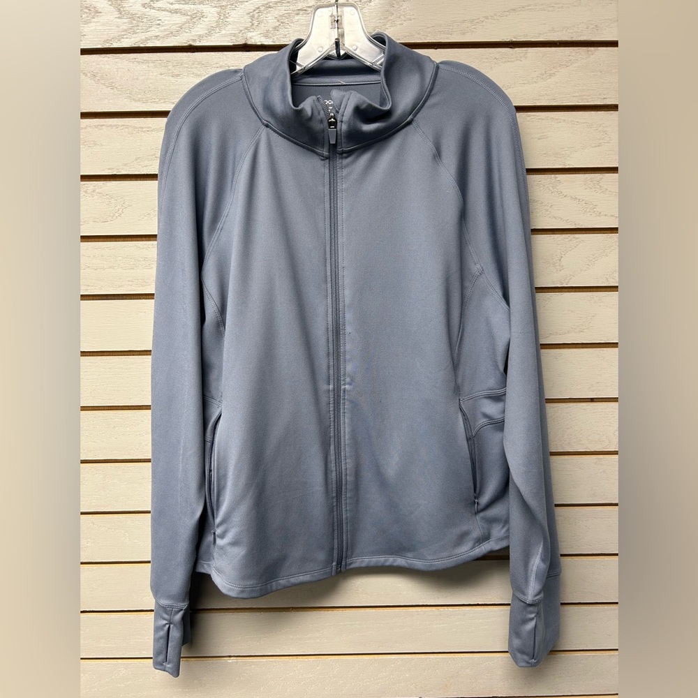 Jockey Women's Gray/Blue Full-Zip Hoodie